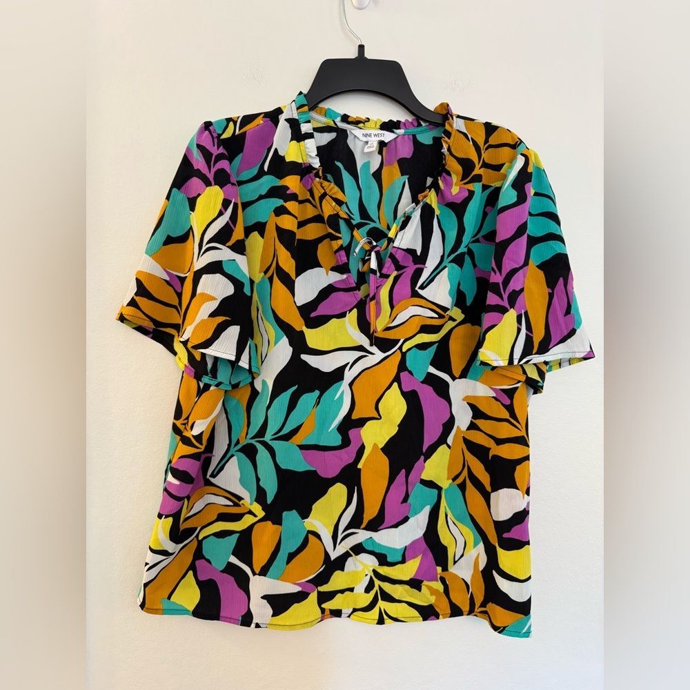 Nine West Multicolor Semi Sheer Blouse - Size XL